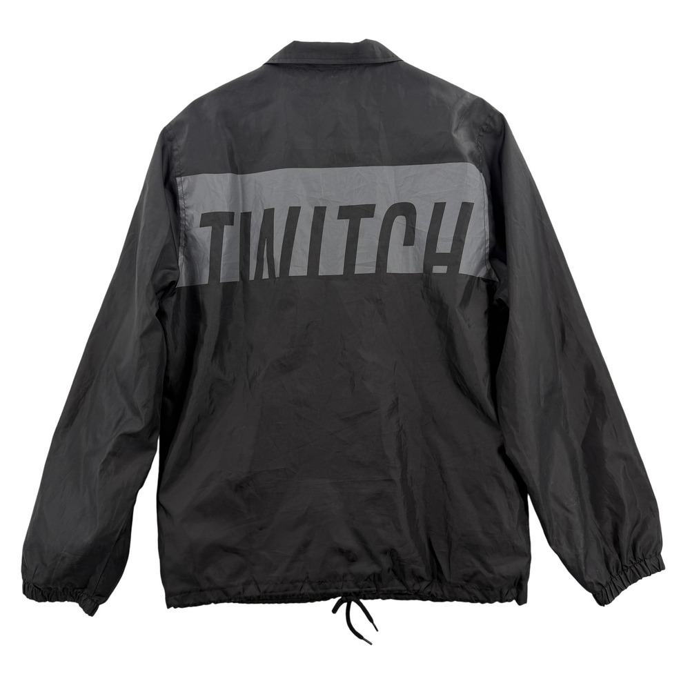 Twitch‎ Jacket Mens Large Black Coach Jacket Snap Front Streaming Gaming Logo